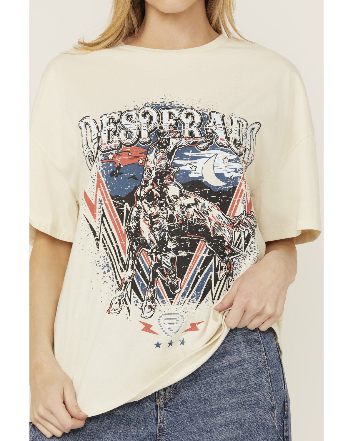 Image #3 - Rock & Roll Denim Women's Desperado Short Sleeve Graphic Tee, Cream, hi-res