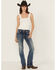 Image #3 - Grace in LA Women's Medium Wash Geo Print Embroidered Bootcut Stretch Denim Jeans, Medium Wash, hi-res