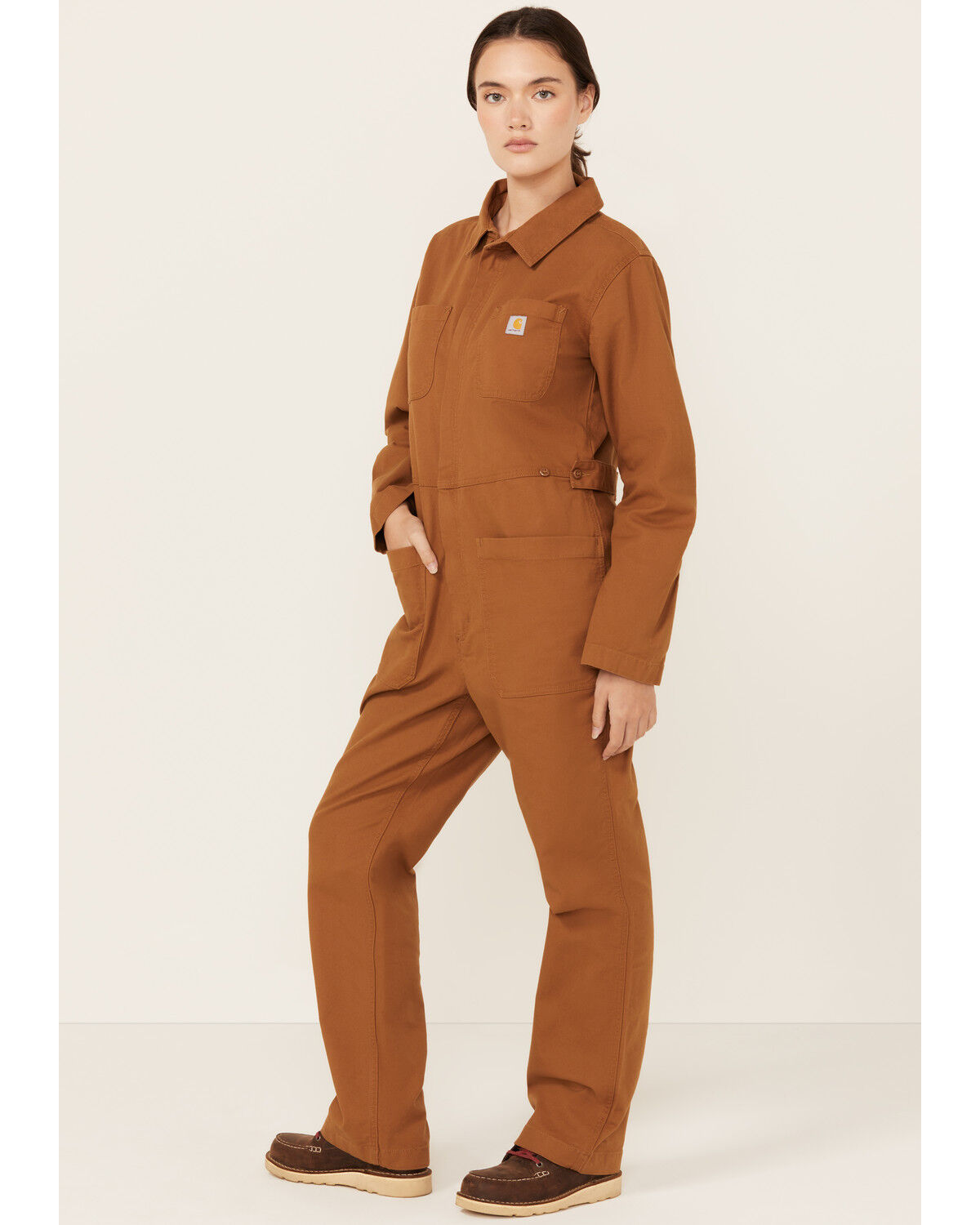 Image #1 - Carhartt Women's Rugged Flex® Relaxed Fit Canvas Coveralls, Tan, hi-res