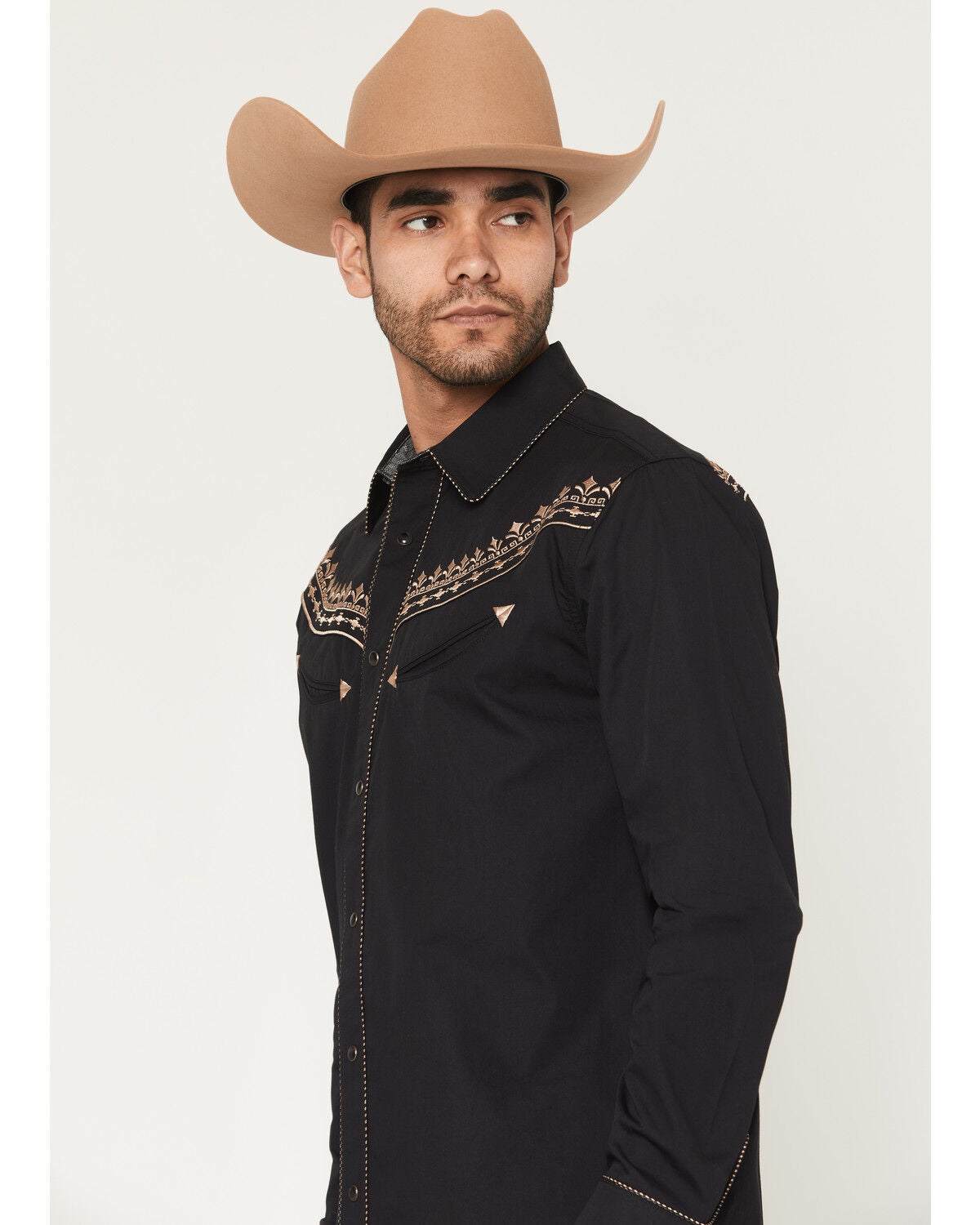 Image #2 - Moonshine Spirit&reg; Men's High Noon Embroidered Long Sleeve Snap Western Shirt, Black, hi-res