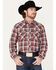 Image #1 - Wrangler Retro Men's Plaid Snap Western Shirt , Burgundy, hi-res