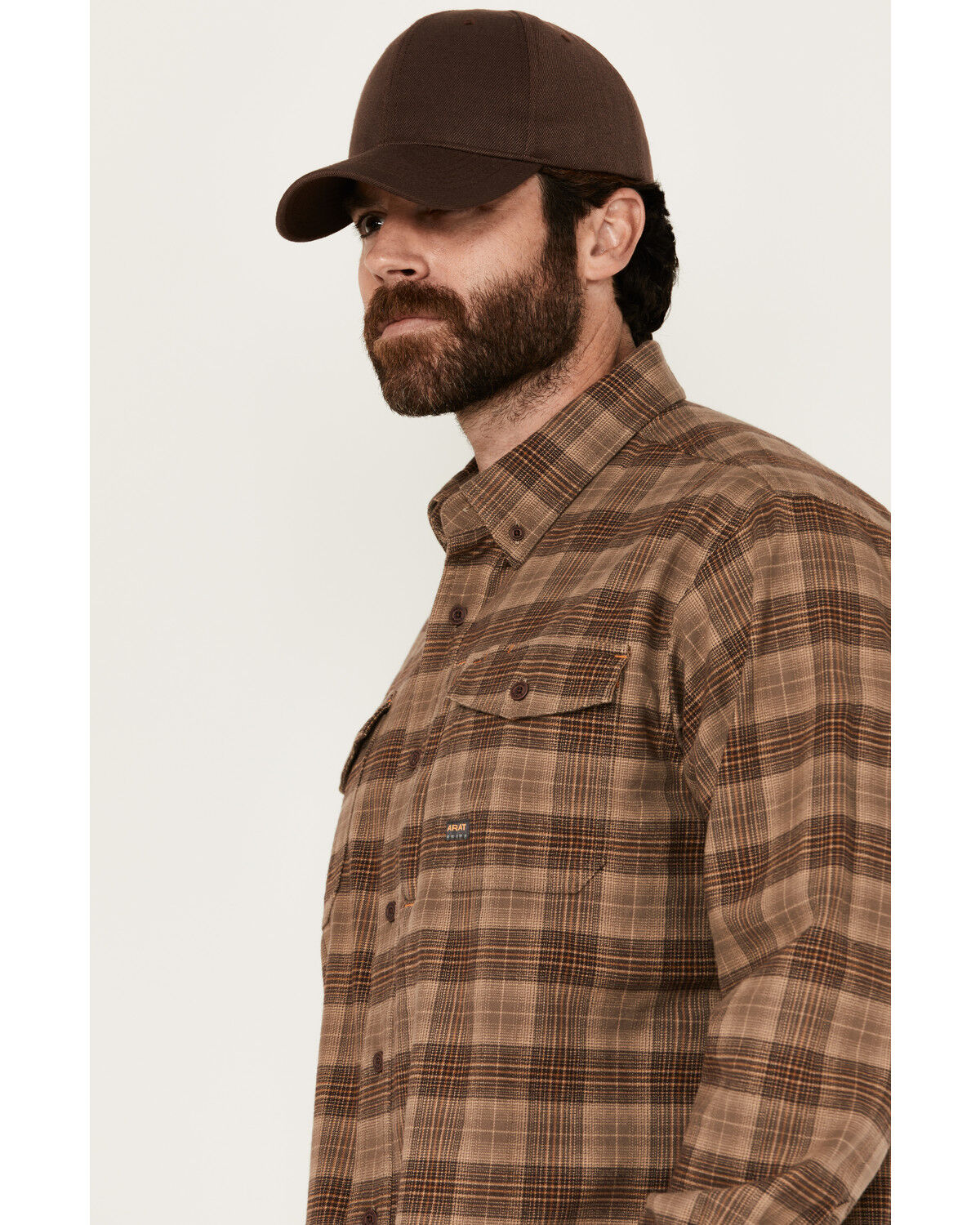 Image #2 - Ariat Men's Rebar DuraStretch Long Sleeve Button-Down Work Shirt, Brown, hi-res