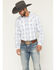 Image #1 - Moonshine Spirit Men's All Day Long Dobby Plaid Print Long Sleeve Snap Western Shirt, White, hi-res