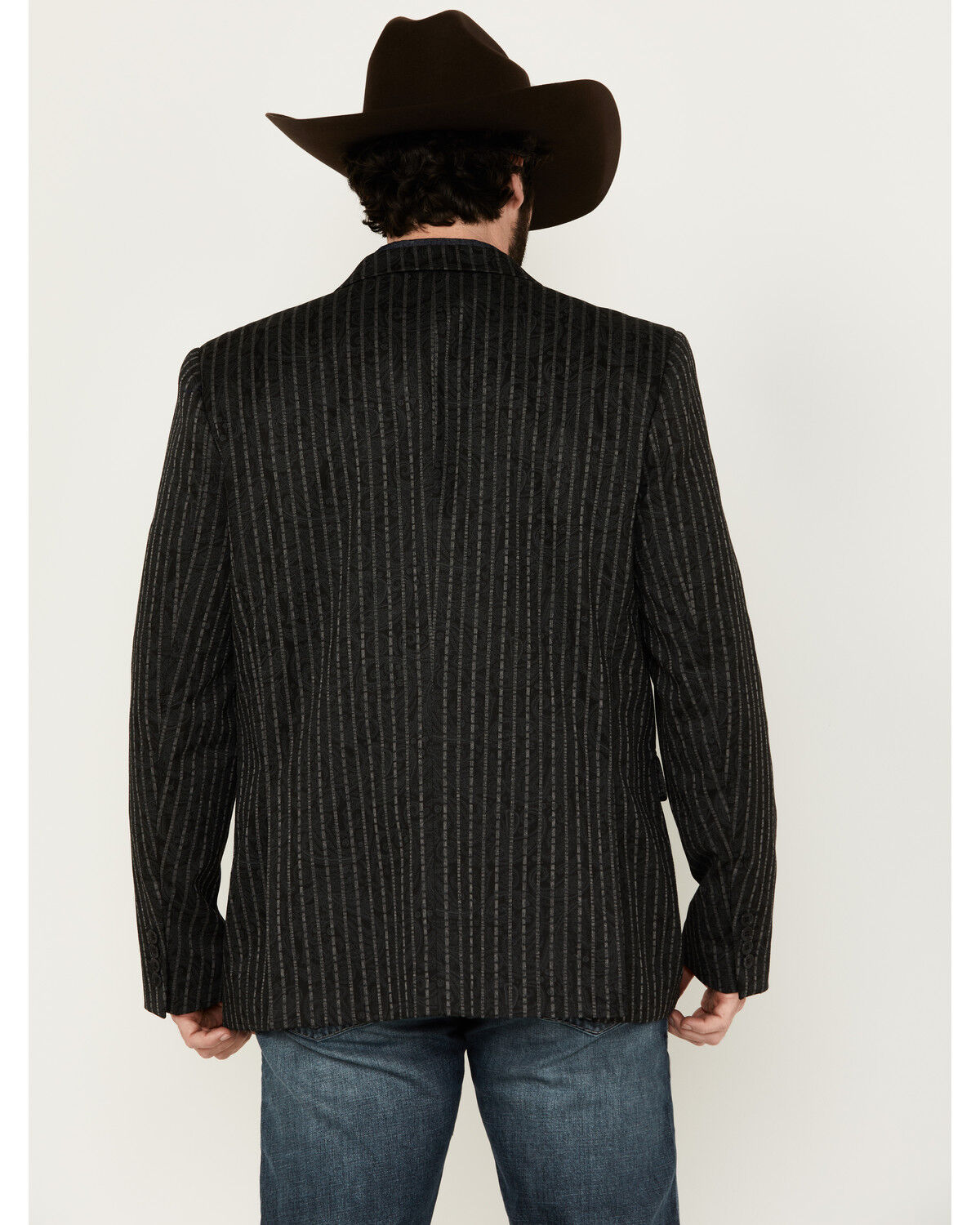 Image #4 - Rock & Roll Denim Men's Striped Paisley Print Sportcoat, Charcoal, hi-res