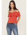 Image #1 - Shyanne Women's Cold Shoulder Ruffle Tank Top, Red, hi-res
