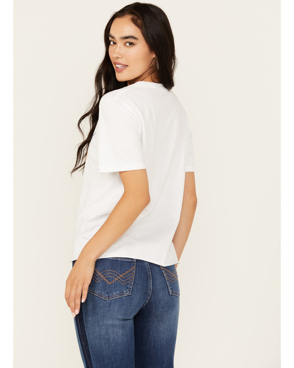 Image #4 - Bohemian Cowgirl Women's Cowboys & Dive Bars Short Sleeve Cropped Graphic Tee, White, hi-res