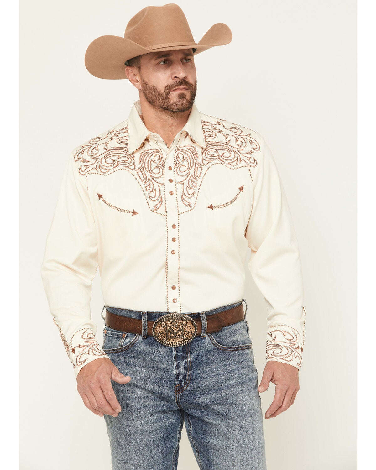 Scully Men's Solid Long Sleeve Pearl Snap Western Shirt - Big