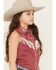 Image #2 - Rock & Roll Denim Girls' Embroidered Retro Sleeveless Snap Western Shirt, Wine, hi-res