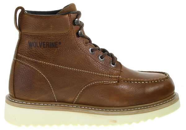 Image #9 - Wolverine Men's 6" Lace-Up Wedge Work Boots - Round Toe, Brown, hi-res