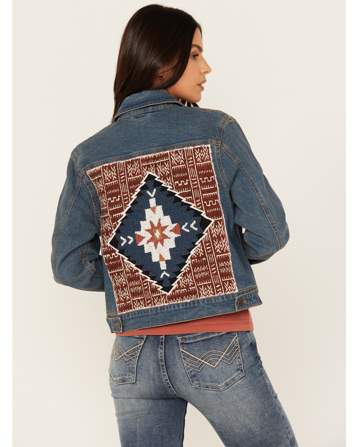 Image #1 - Idyllwind Women's Capri Beaded Back Denim Trucker Jacket, , hi-res