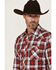 Image #2 - Wrangler Retro Men's Plaid Print Long Sleeve Snap Western Shirt, Burgundy, hi-res