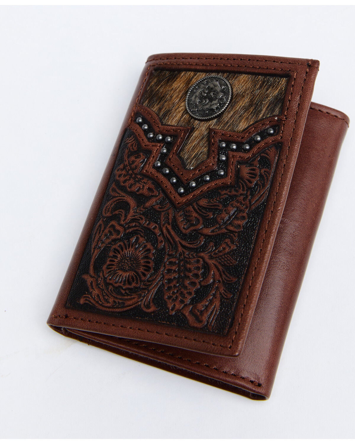 Cody James Men's Hair-On Trifold Wallet, Brown, hi-res