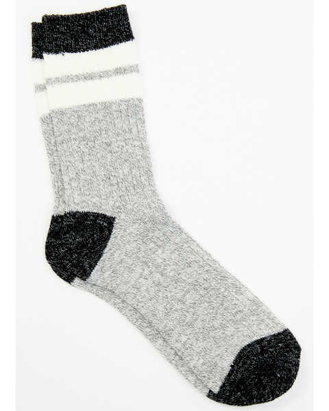 Brother's & Sons Men's Gray Rugby Stripe Crew Socks , Heather Grey, hi-res