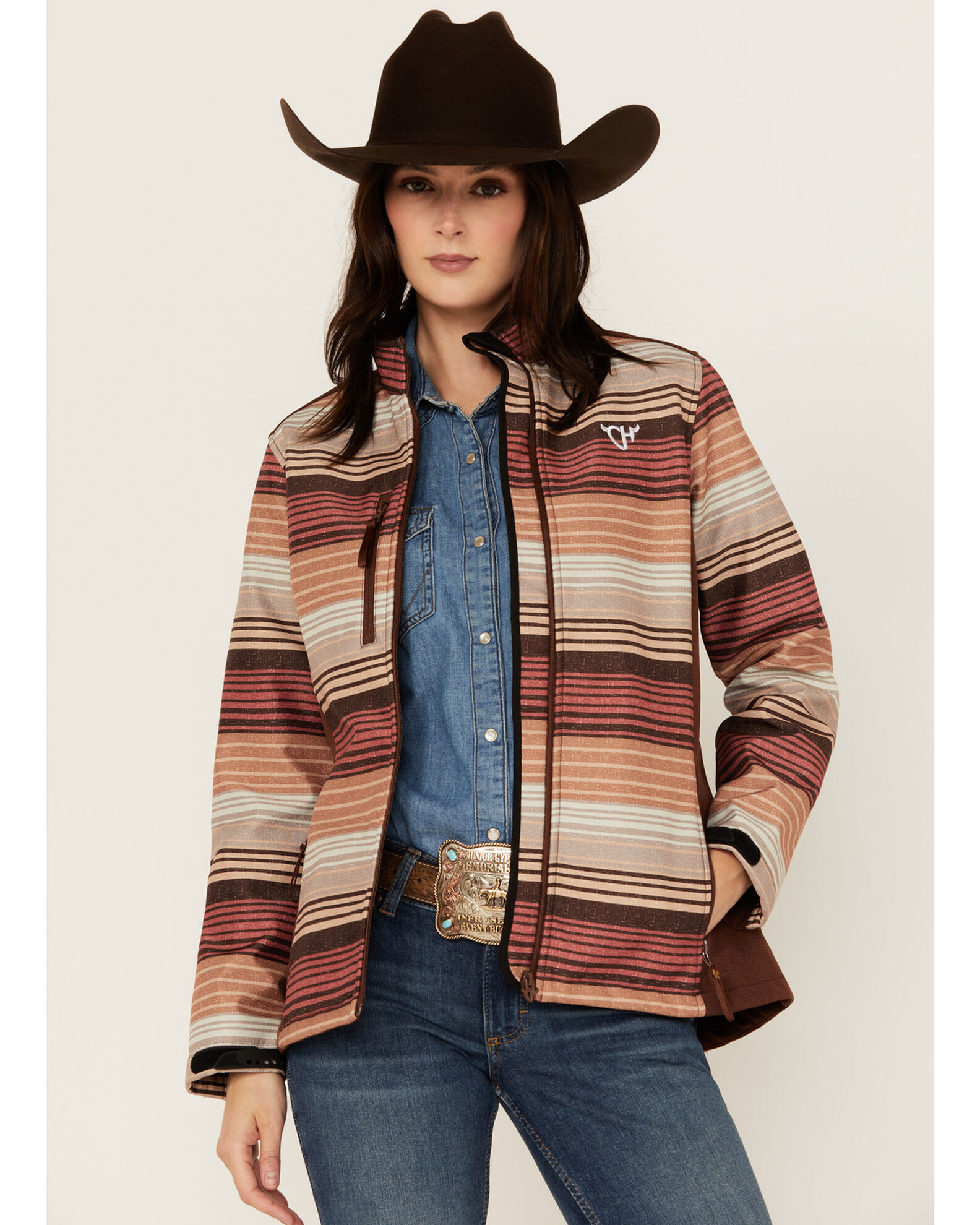 Cowgirl Hardware Women s Desert Serape Striped Softshell Jacket