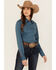 Image #1 - Cinch Women's Solid Long Sleeve Button-Down Stretch Western Shirt, Teal, hi-res