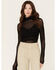 Image #1 - Free People Women's Under It All Ruched Mesh Bodysuit, Black, hi-res
