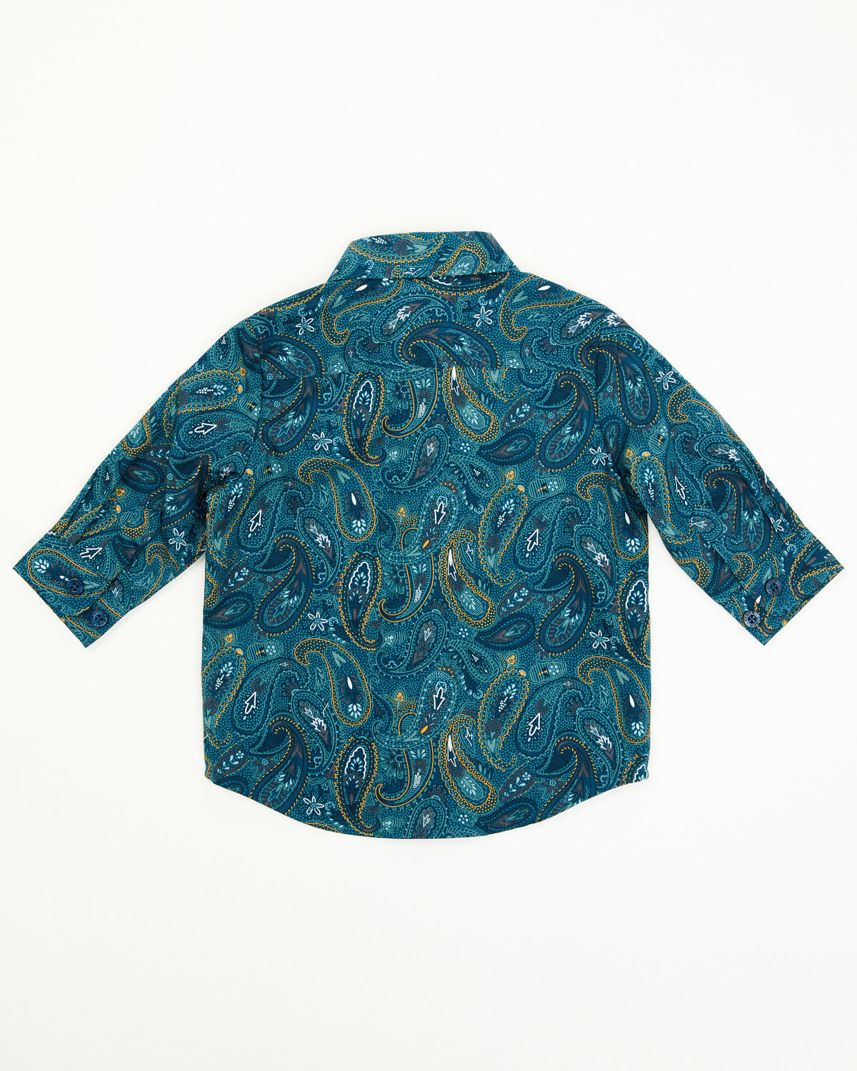 Image #3 - Cinch Infant Boys' Paisley Print Long Sleeve Button-Down Western Shirt, Blue, hi-res
