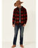 Image #2 - Powder River Outfitters Men's Red Ombre Plaid Wool Button-Front Shirt Jacket , Black/red, hi-res