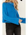 Image #3 - Revel Women's Turtleneck Cable Knit Cropped Sweater, Blue, hi-res