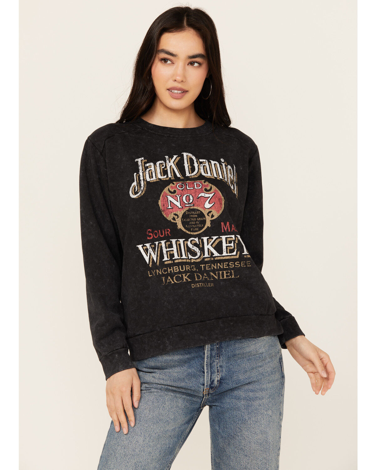 Image #1 - Jack Daniels Women's Sour Mash Crewneck Sweatshirt, Black, hi-res
