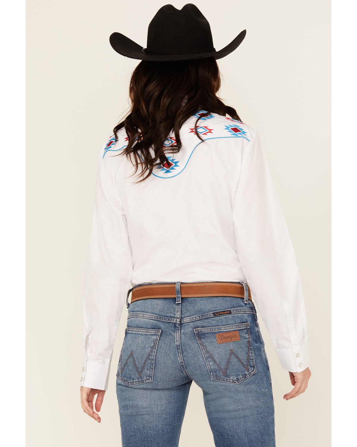 Image #4 - Rodeo Clothing Women's Southwestern Embroidered Long Sleeve Snap Western Shirt, White, hi-res
