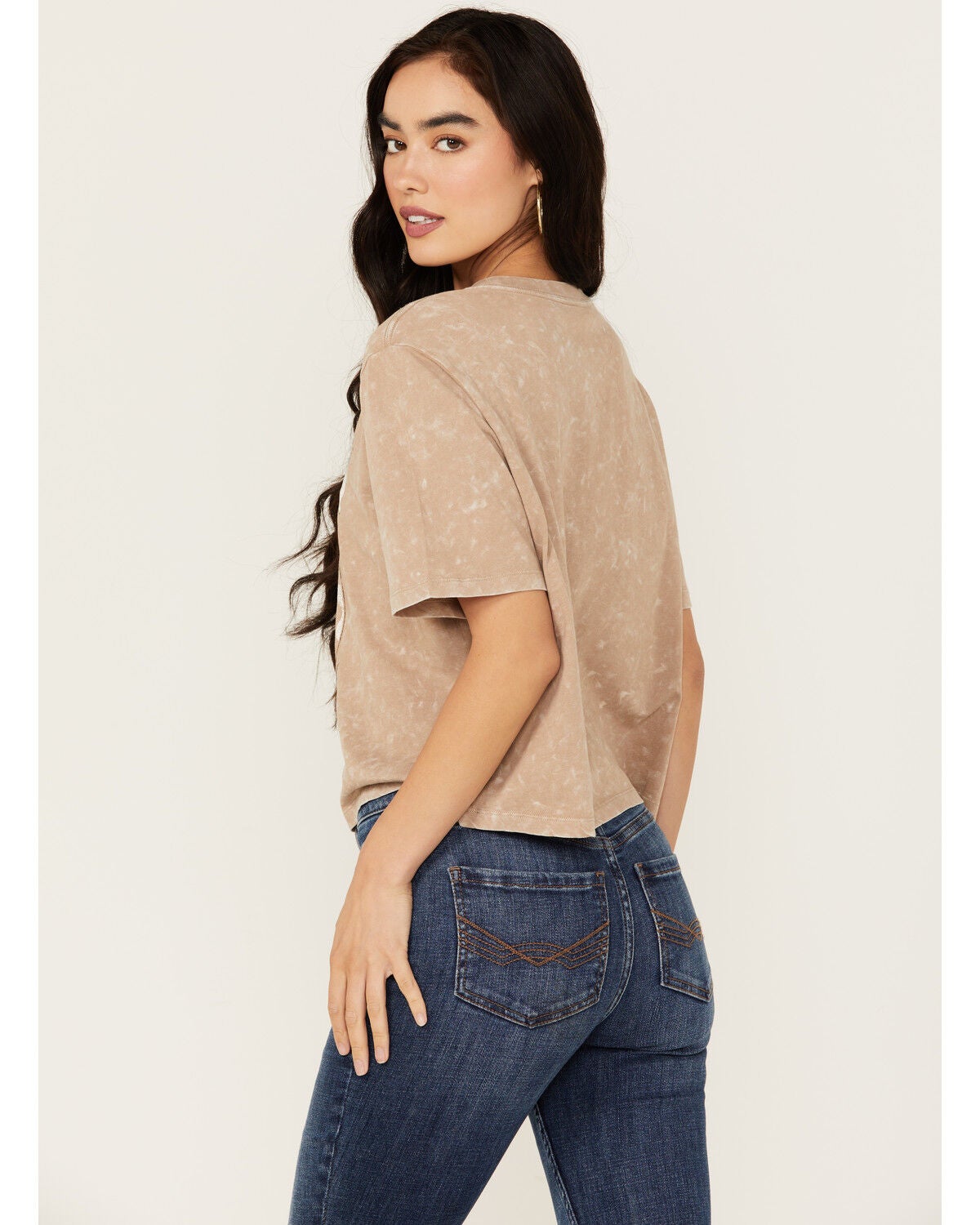 Image #4 - Cleo + Wolf Women's Happy Thoughts Boxy Short Sleeve Graphic Tee, Taupe, hi-res