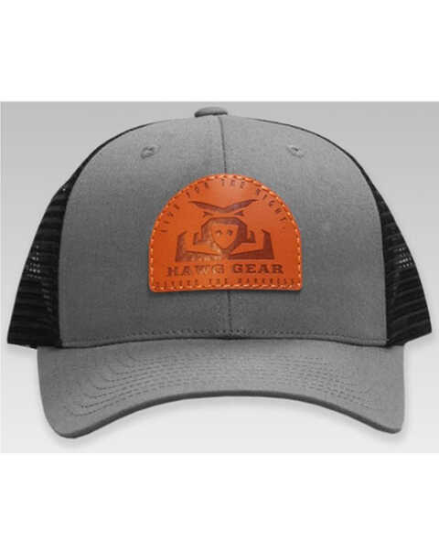 RopeSmart Men's Grey Hawg Gear Leather Patch Mesh-Back Ball Cap , Grey, hi-res