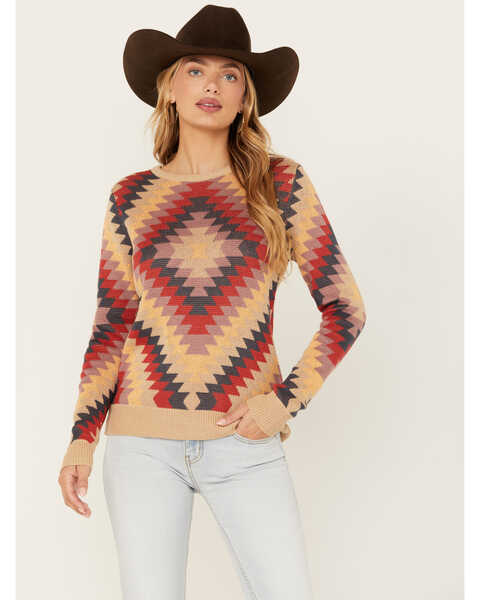 Cotton & Rye Women's Border Star Print Sweater , Multi, hi-res