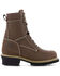 Image #2 - Frye Men's 8" Lace-Up Waterproof Logger Work Boots - Steel Toe, Dark Brown, hi-res