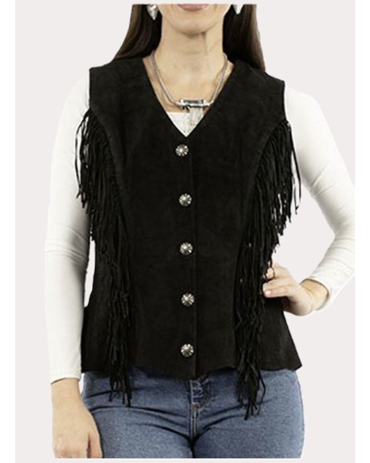 Scully Women's Suede Vest, Black, hi-res