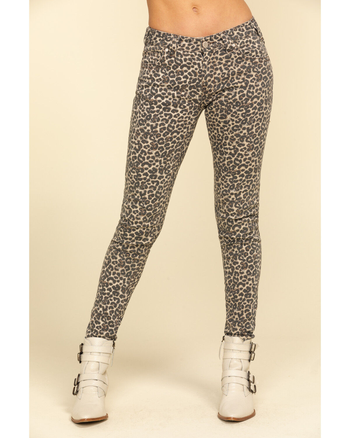 Image #2 - Rock & Roll Denim Women's Leopard Print Skinny Jeans, Blue, hi-res