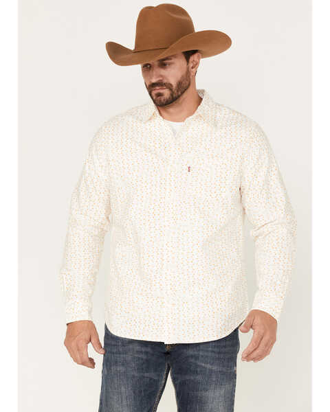 Image #1 - Levi's Men's Long Sleeve Circle Geo Print Western Shirt, Cream, hi-res