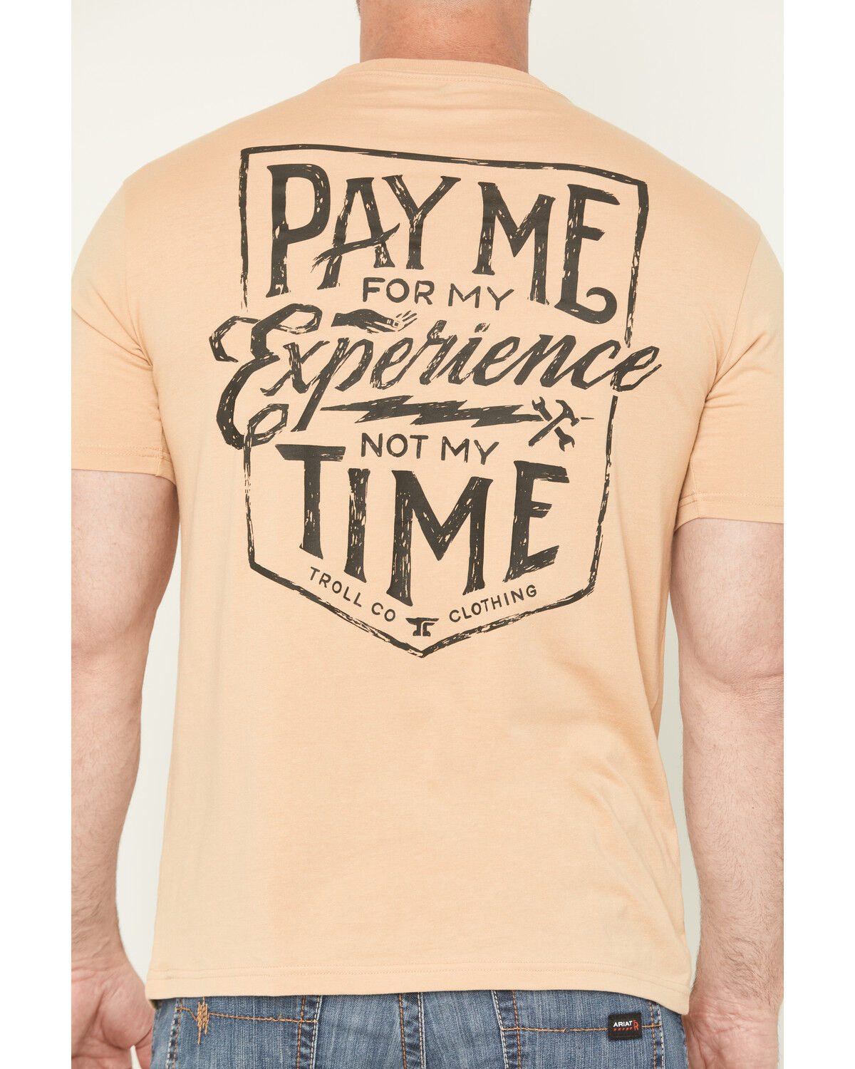Image #4 - Troll Co Men's Pay Me Short Sleeve Graphic T-Shirt, Tan, hi-res