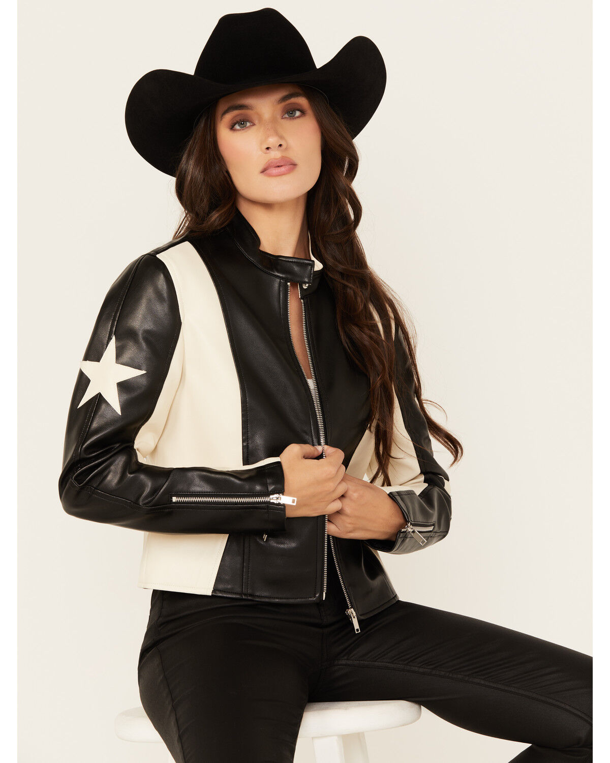 Image #1 - Stoosh Women's Star Racing Jacket, Black, hi-res