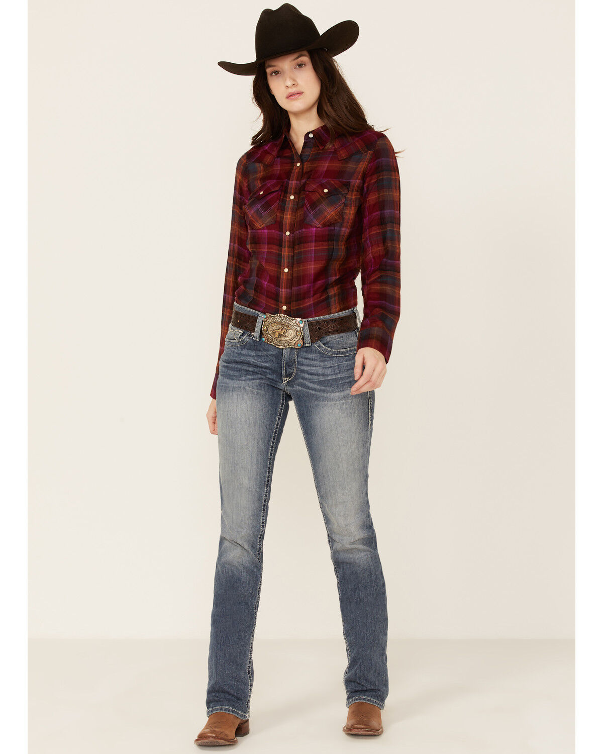 women's purple plaid flannel shirt