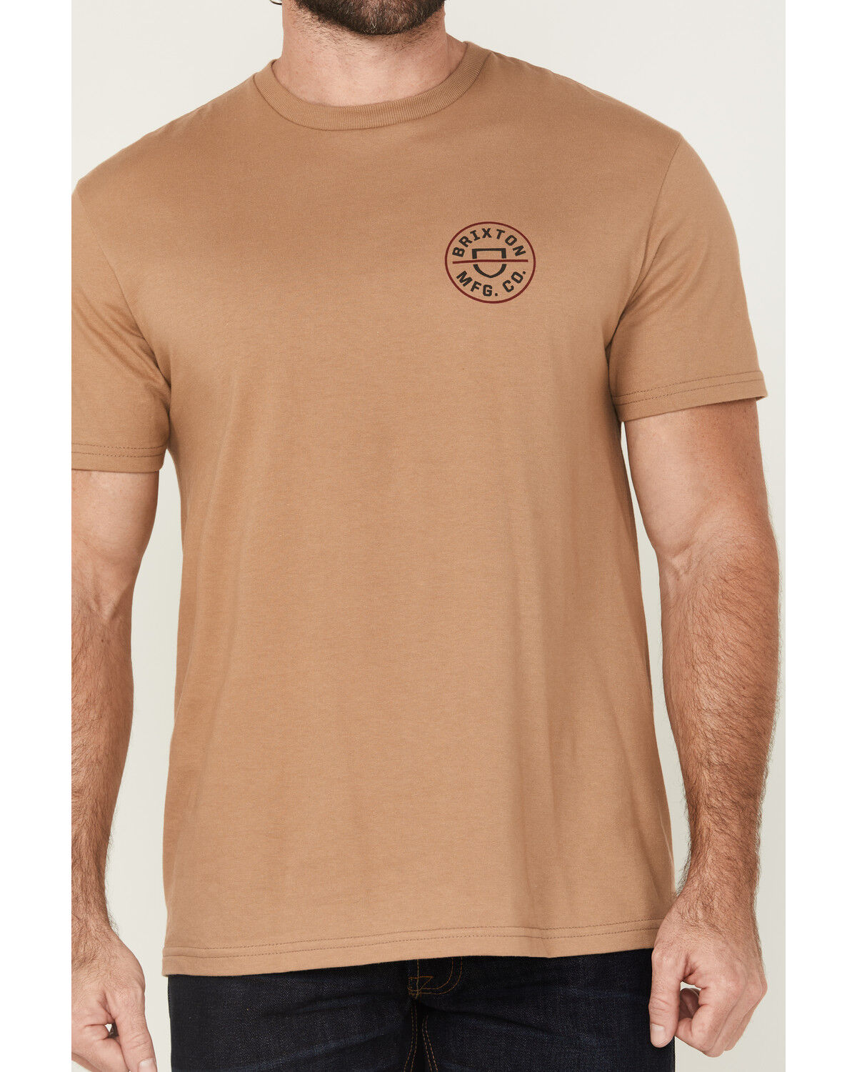 Image #3 - Brixton Men's Crest II Logo Short Sleeve Graphic T-Shirt, Tan, hi-res