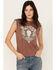 Image #1 - Rock & Roll Denim Women's Chain Fringe Graphic Tank, Brown, hi-res