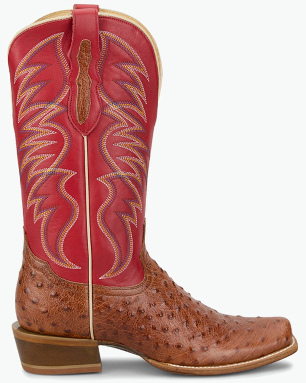 Image #2 - Tony Lama Men's Ranchero Tyler Exotic Ostrich Western Boots - Square Toe, Brandy Brown, hi-res