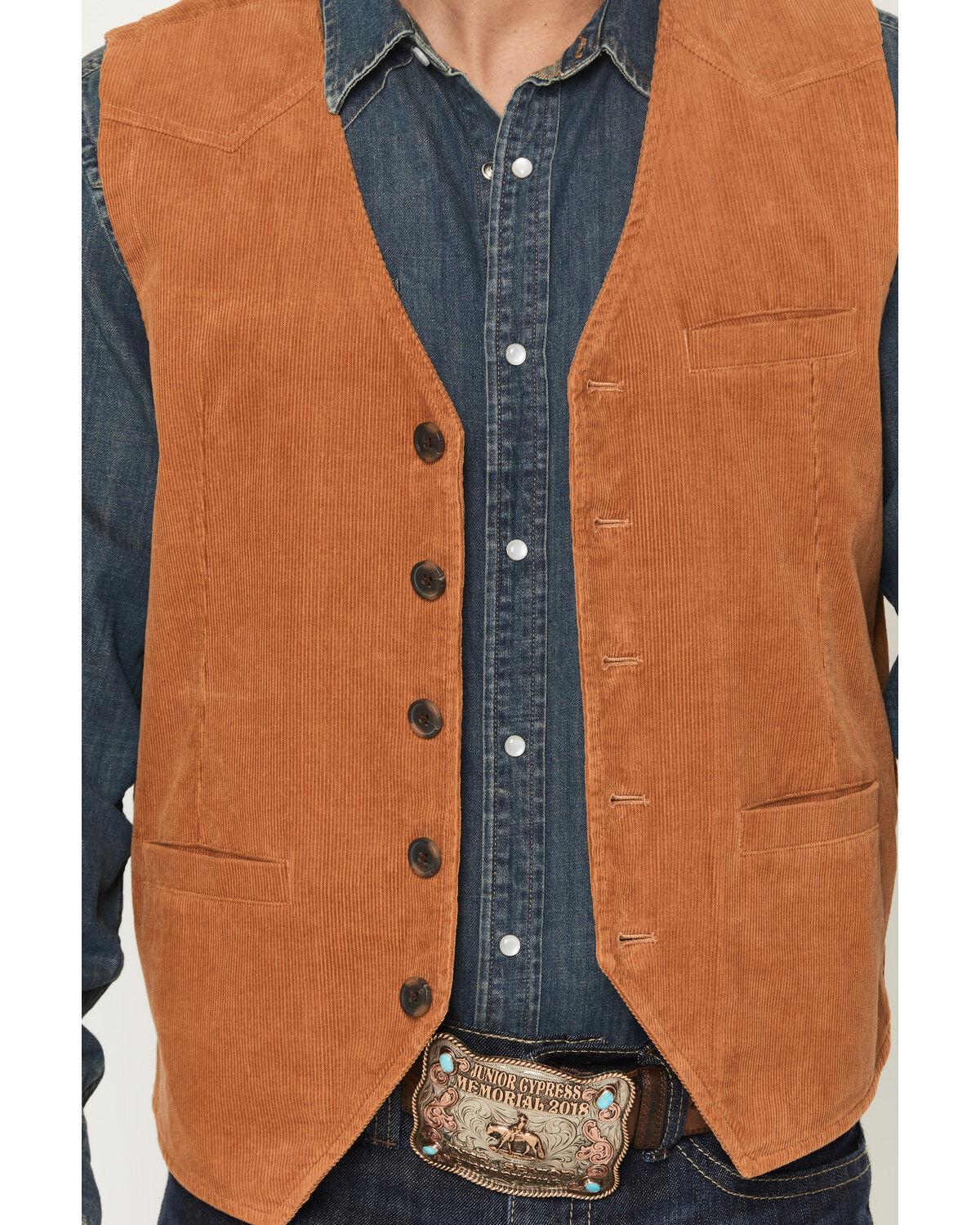 Image #3 - Cody James Men's William Corduroy Button-Down Vest, Tan, hi-res