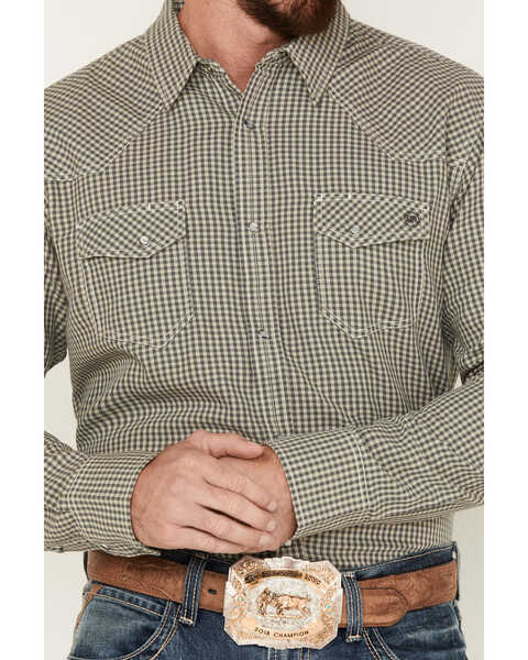 Image #3 - Blue Ranchwear Men's Gingham Check Snap Western Workshirt , Sand, hi-res