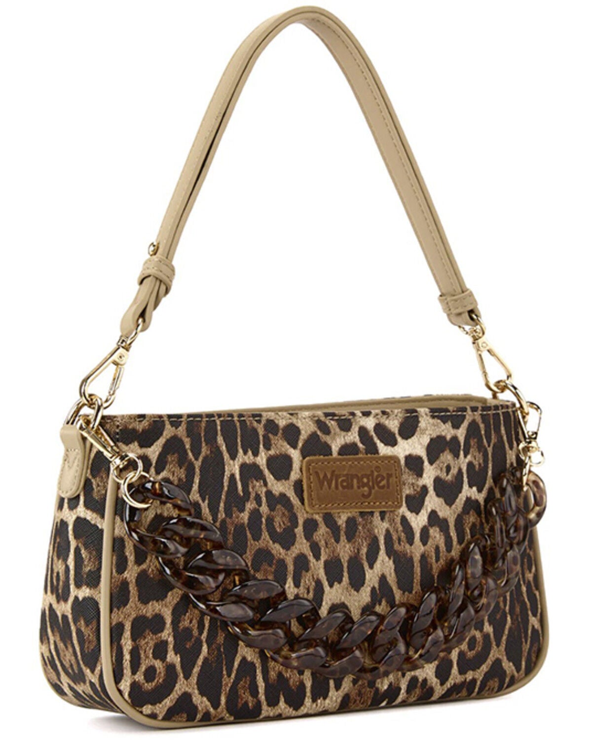 Image #1 - Wrangler Women's Leopard Print Chain Detail Shoulder Bag, Leopard, hi-res