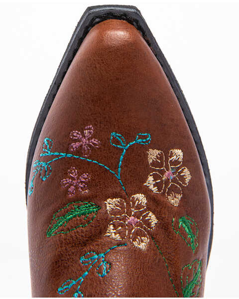 Image #6 - Shyanne Girls' Floral Embroidery Western Boots - Snip Toe, Brown, hi-res