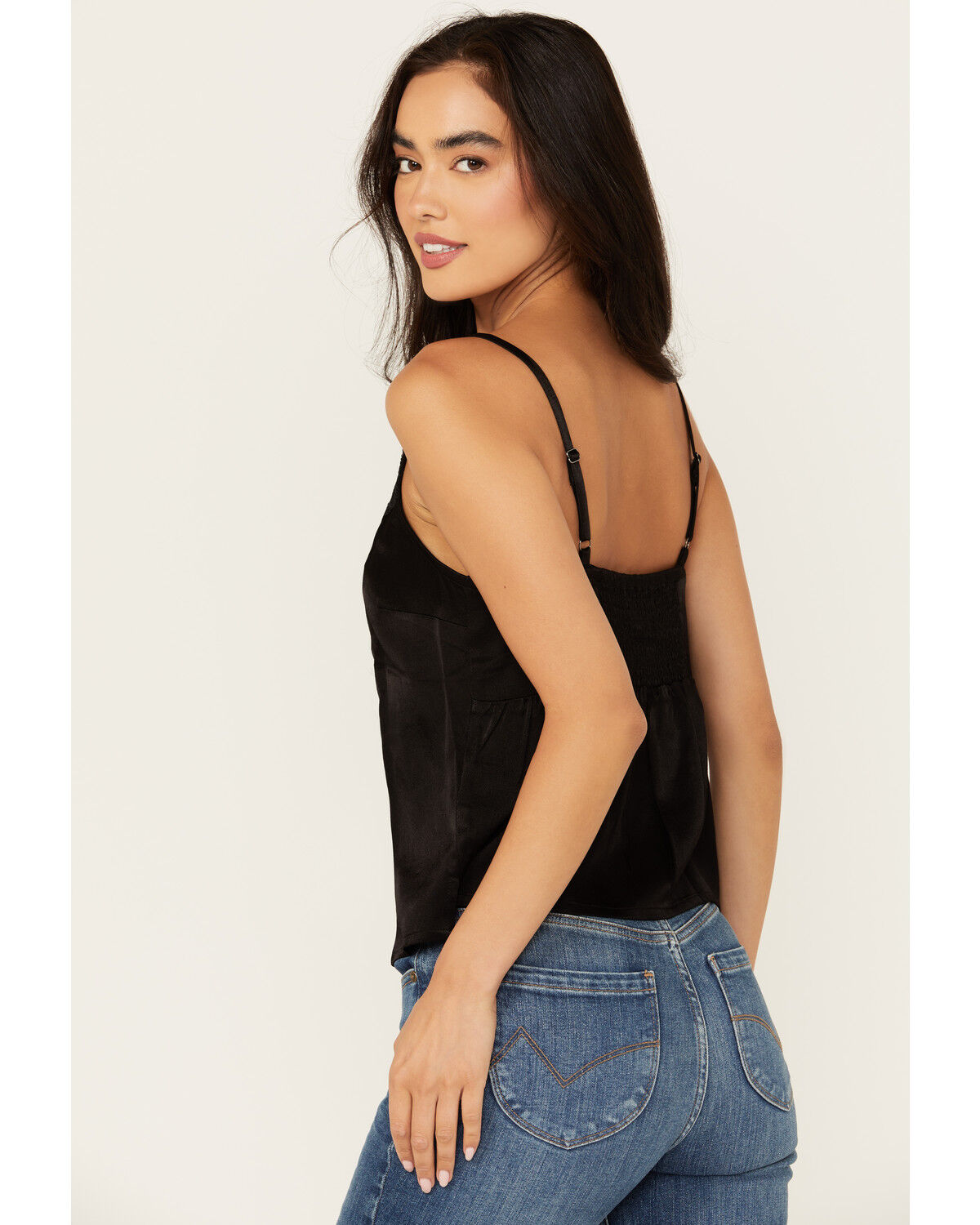 Image #4 - Shyanne Women's Lace Satin Cami, Black, hi-res