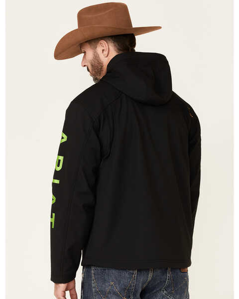 Image #4 - Ariat Men's Black & Lime Rebar Stretch Canvas Softshell Logo Zip-Front Work Jacket , Bright Green, hi-res