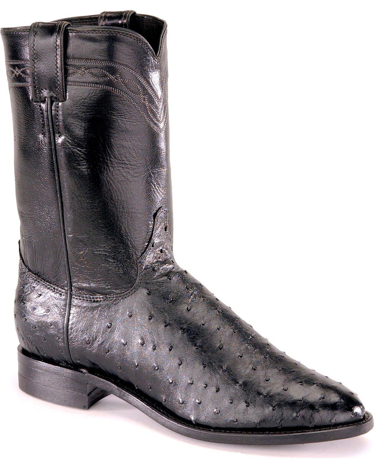 Justin Full Quill Ostrich Roper Boots 