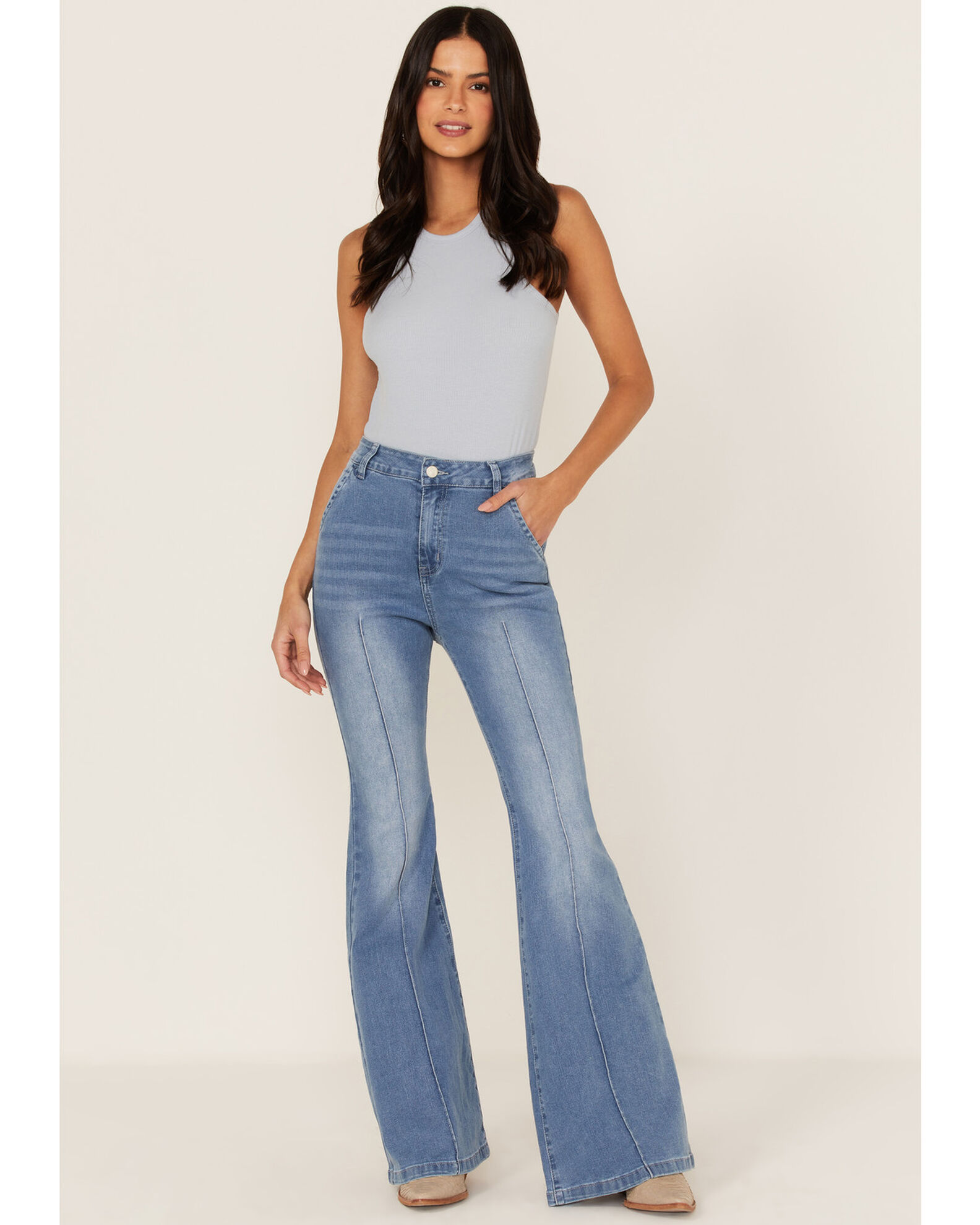 Seamed flare jeans clearance