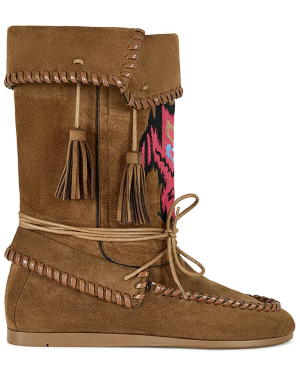 Image #2 - Azalea Wang Women's Weret Moccasin Boots - Moc Toe, Chestnut, hi-res
