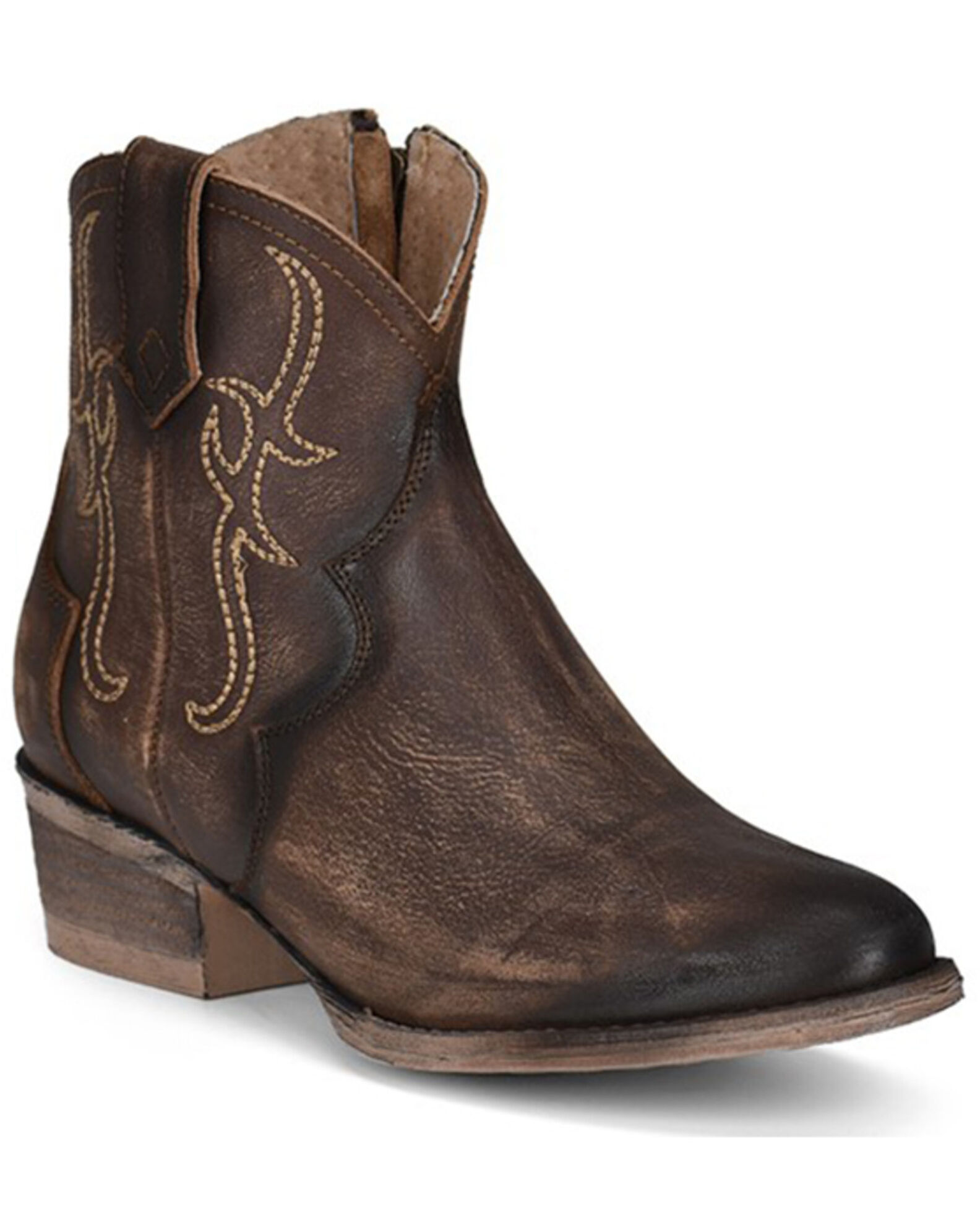 Circle G Women s Embroidered Tobacco Fashion Booties Round Toe Country Outfitter