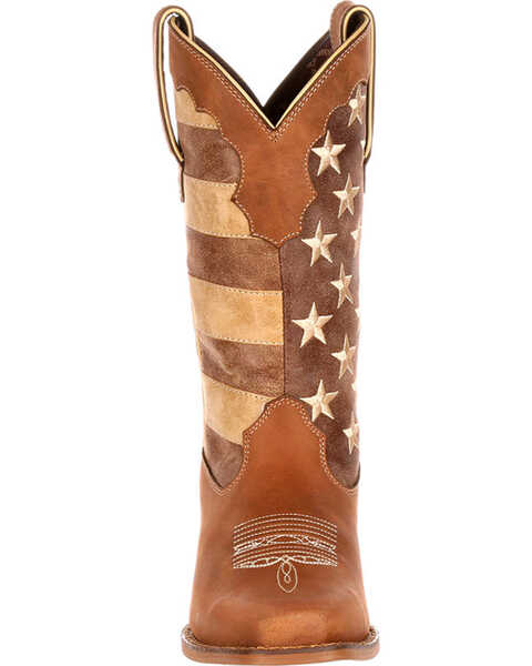 Image #4 - Durango Women's Distressed Flag Western Boots - Square Toe , Brown, hi-res