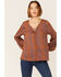 Image #1 - Saints & Hearts Rust Snake Print Tie Front Blouse, Rust Copper, hi-res